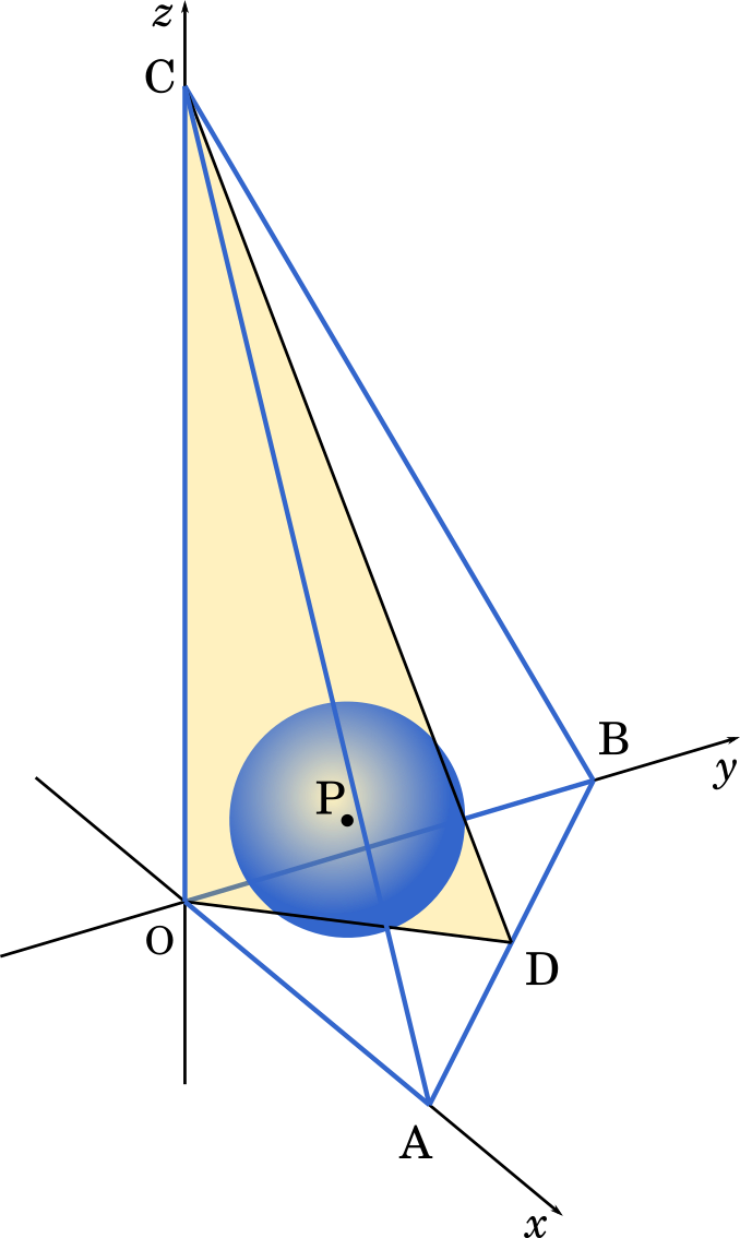 九州大21理系第1問 数iib点と直線の距離 正四面体でない四面体の内接球の半径を求める Mm参考書